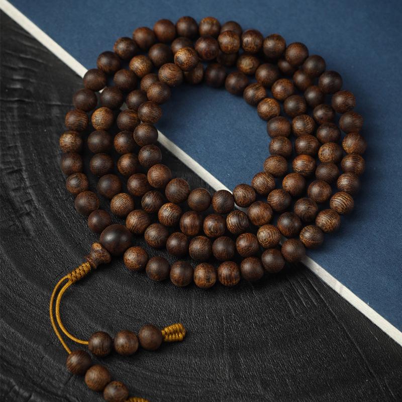 Vietnam Nha Trang Purple Agarwood Unisex Bracelet - Natural Wild Sinkwood Buddhist Prayer Beads, 108 Beads