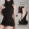 Seductive Knitted High Collar Backless Lingerie Dress