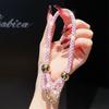 Pvc Jewelry Phone Strap With Glittering Beads And Card For Women And Men