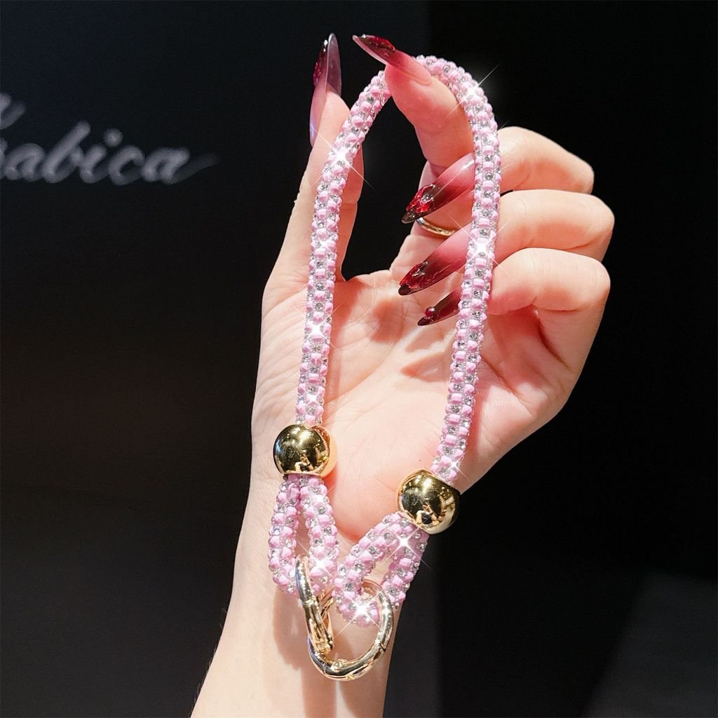 Pvc Jewelry Phone Strap With Glittering Beads And Card For Women And Men