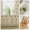 Tulle Sheer Curtain Butterfly Printed Transparent Window Voile Drape Valance Fabric Romantic Floral Window Screening 1 PC