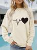 Women's Autumn/Winter Heartbeat Print Long-Sleeve Pullover Sweatshirt