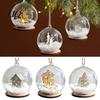 Weihnachtsbaum Festliche Accessoires Beleuchteter Glaskugel-Schmuck, LED Winter Schnee-Szene Kugeln Dekorationen zum Aufhängen mit Rentier Hütte für Saisonale
