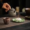 Creative Frog Lotus Ceramic Incense Holder with Lotus Leaf Tray Ash Catcher Zen Incense Burner Incense Stick Holder Home Decor