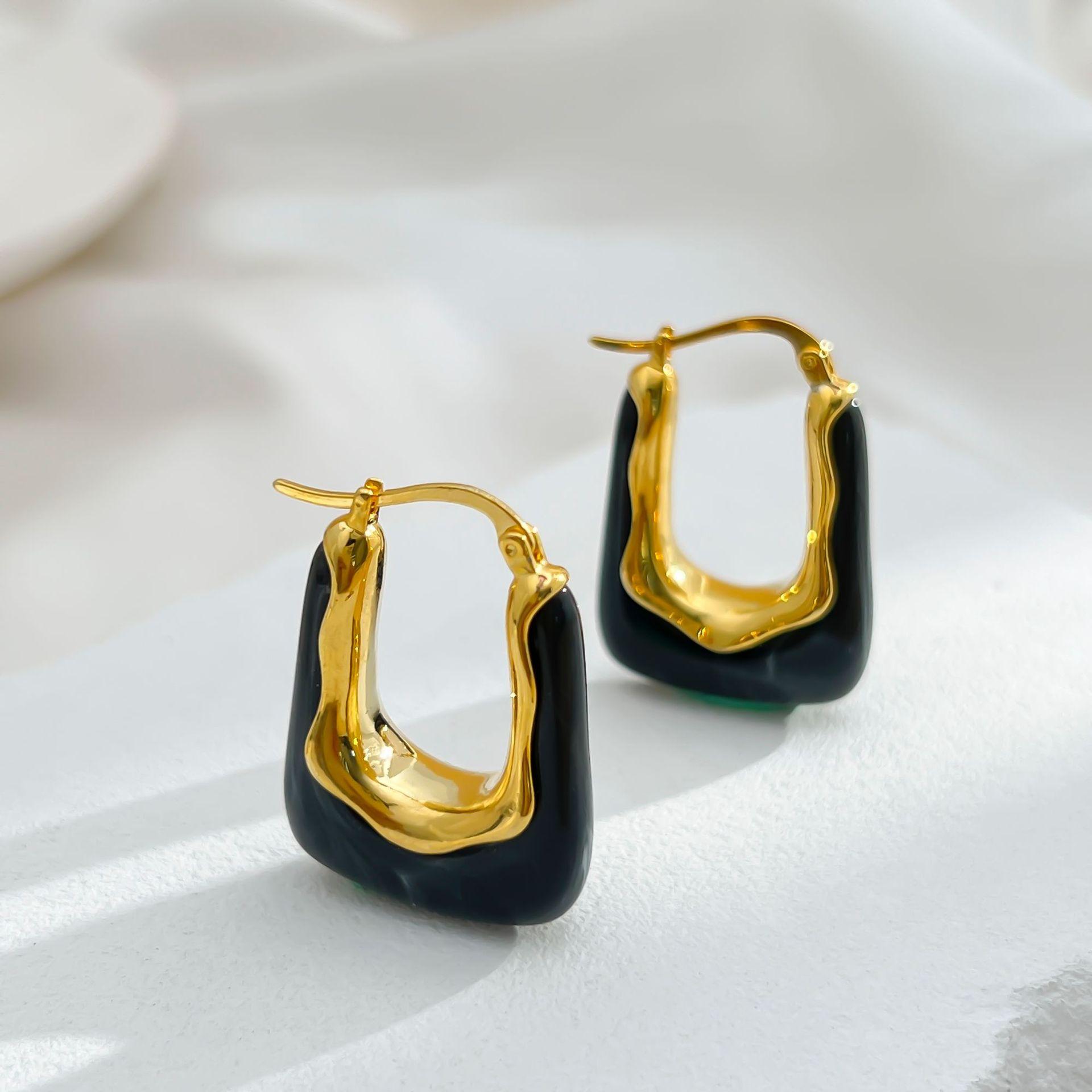 

Серьги Майяра в форме буквы U из янтаря с латунным покрытием 18-каратного золота в стиле ретро, высококачественные серьги в национальном стиле в стиле «холодный стиль»