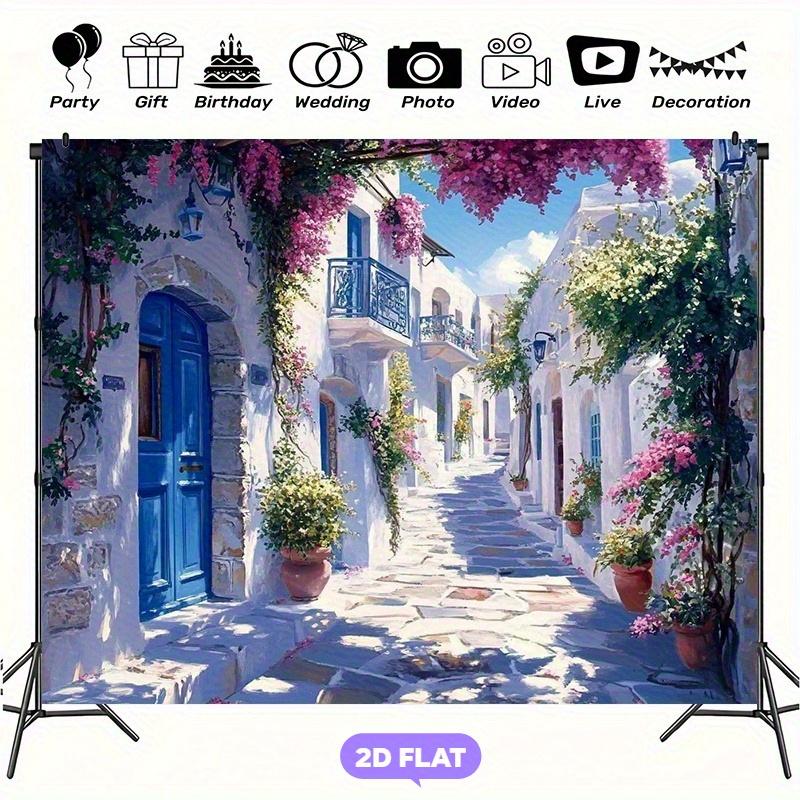 2D flat banner 1 piece backdrop for Greek island partyphoto backdrop for weddings and birthdays