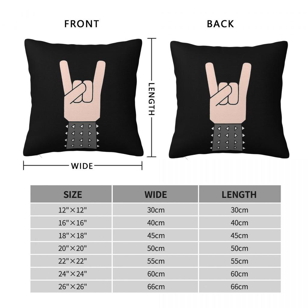 Metal Music Sign Of The Horns Square Pillowcase Polyester Linen Velvet Printed Zip Decorative Pillow Case Home Cushion Cover