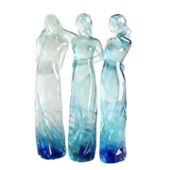 Goddess Figurine Resin Tinted Goddess of Hope Sisters Sculpture Transparent Gradient Blue Woman Statue for Table Mantel Bookshelf Decor