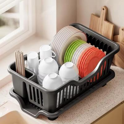 Scolapiatti in Plastica Cesto Portaoggetti Resistente Vassoio Drenante Scolapiatti per Posate Portaoggetti