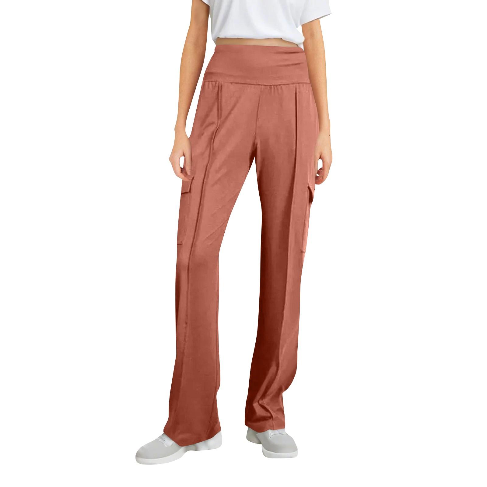 

Женские однотонные повседневные спортивные брюки с карманами на поясе и несколькими карманами для женщин XL оранжевый