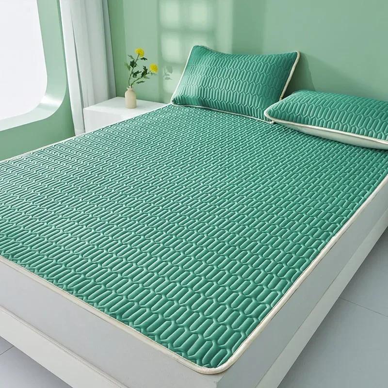 Latex Summer Mat Kit Cooling Feel Bed Pad and Pillowcase Cold Sleeping Bed Mat for Summer Breathable Folding Cool Mat