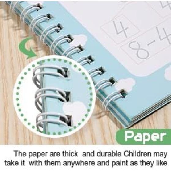 Magical Handwriting Workbooks Handwriting Practice Magic Copybook, Handwriting Aid Magic Pen Reusable Copybook Grooves Template Design for Children