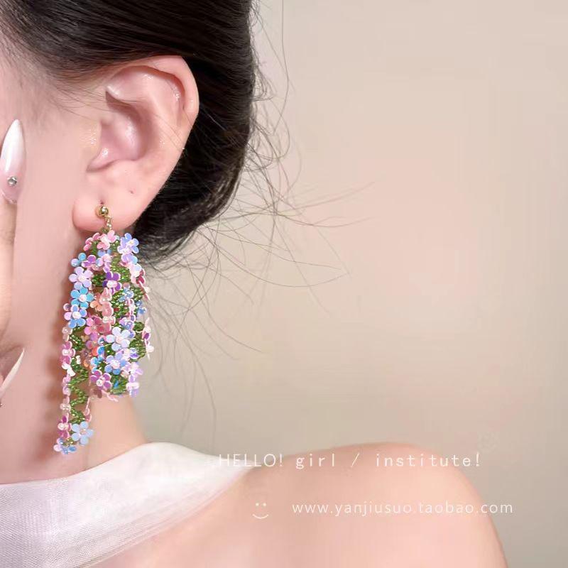 Spring Juice! Mori blueberry flower earrings seaside vacation photo shoot beautiful stud earrings