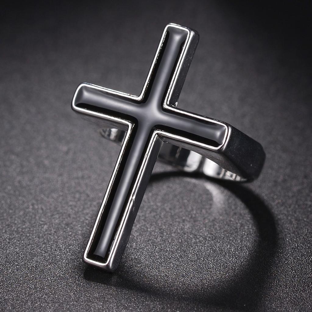 1 STuks Punk Vintage Zwart Grote Open Kruis Ring Voor Vrouwen Feest Sieraden Mannen Trendy Gotisch Goud Zilver Kleur Vinger Ringen Anillo