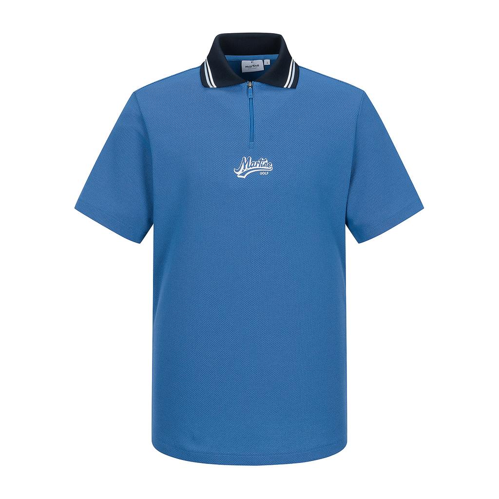MARTINE GOLF Half Zip-Up Polo Shirts_Blue (Men)