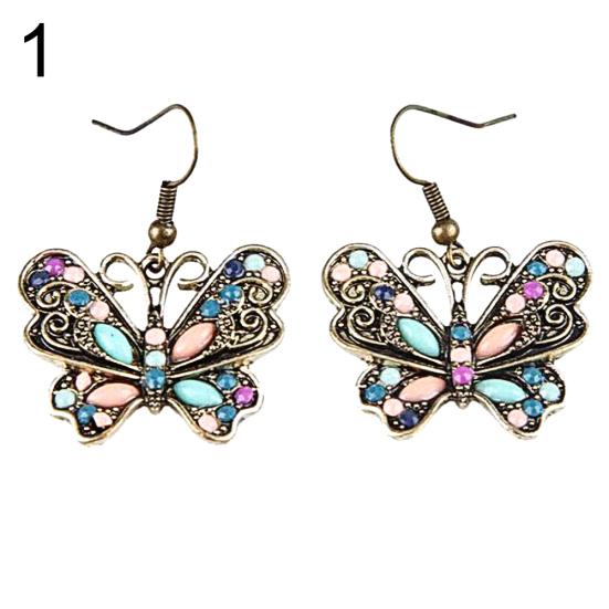 Bohemian Women Butterfly Dragonfly Rhinestone Charm Hook Earrings Jewelry Gift