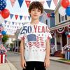 T-shirt Casual da Bambino Girocollo Manica Corta con Stampa Giorno dell'Indipendenza