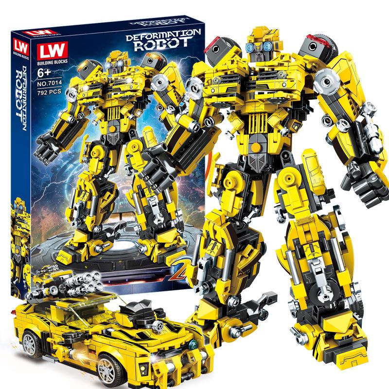 LeWan LW7013-14 Wasp Car Transformer Robot Model Assembly Building Blocks Toy