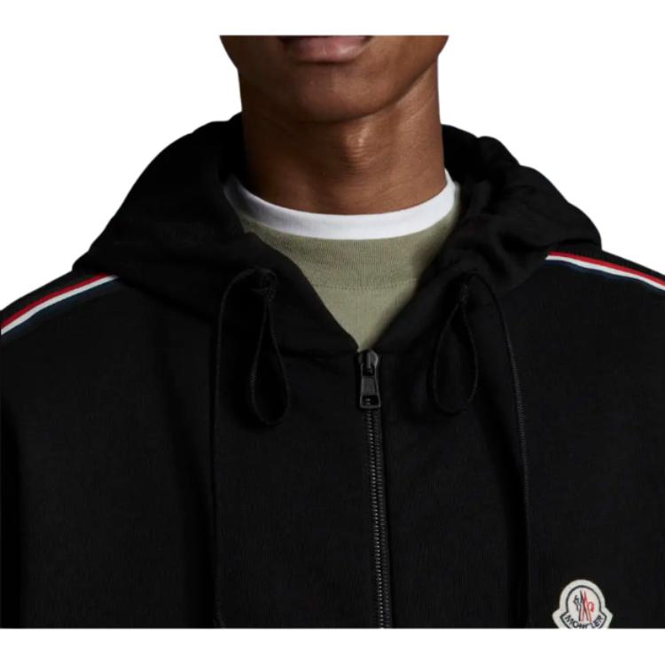 Moncler Ss22 Logo Label Three-Color Woven Tape Zipper Hoodie Jacket Men jackets Black H10918G00047809LA999