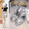 Korean Version Transparent Sandals Trendy Internet Celebrity High Heel Waterproof Platform Fashionable Crystal Thick Heel Buckle