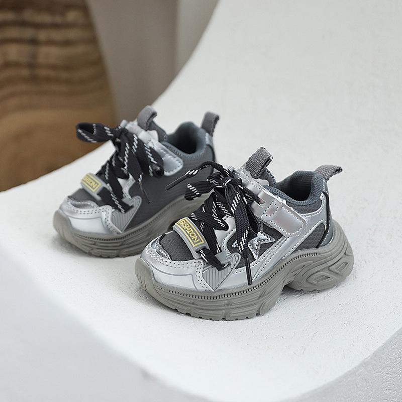 Boys' Handsome Dad Shoes Cute Star Sneakers Girls' Leather Casual Shoes