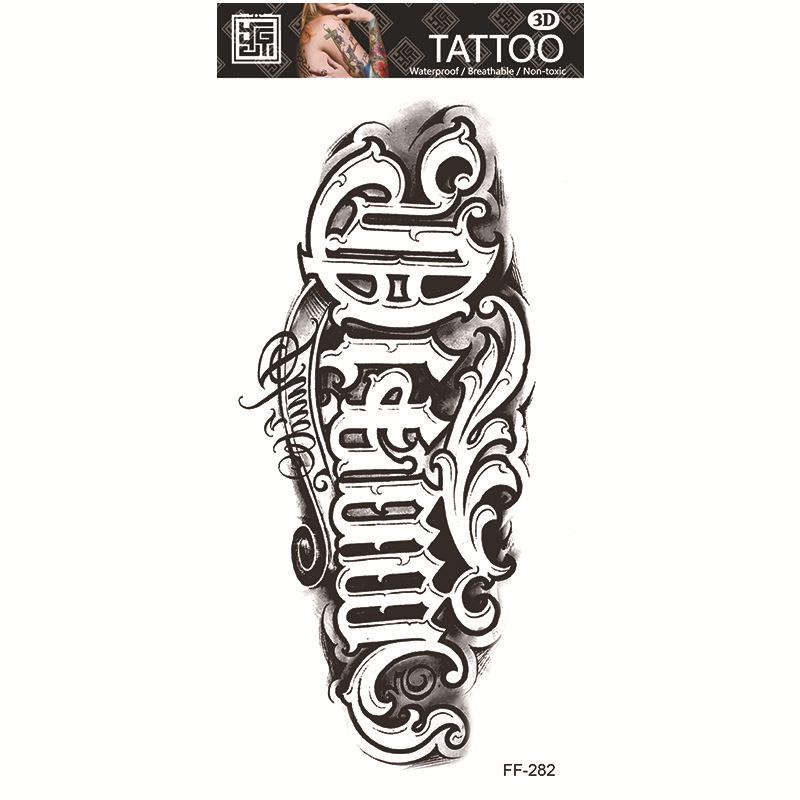 Adesivi per tatuaggi impermeabili Yuanhua - Totem con testa di lupo e disegni di testo arabo