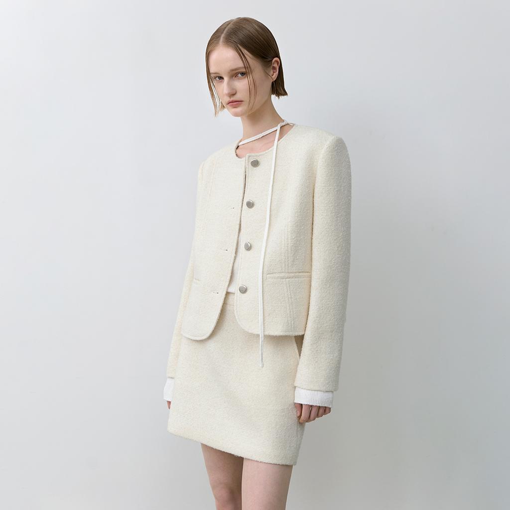 ATELIER NAIN Spring Boucle Set-Up Skirt(Sk-4998)