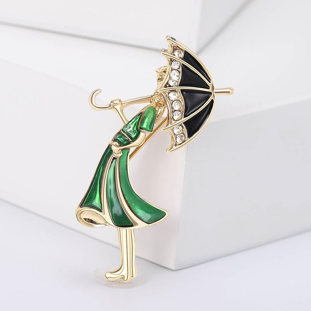 

Модный мультфильм Простой масляный капельный алмазный сплав зонтик девушка брошь одежда креативный универсальный булавка аксессуары