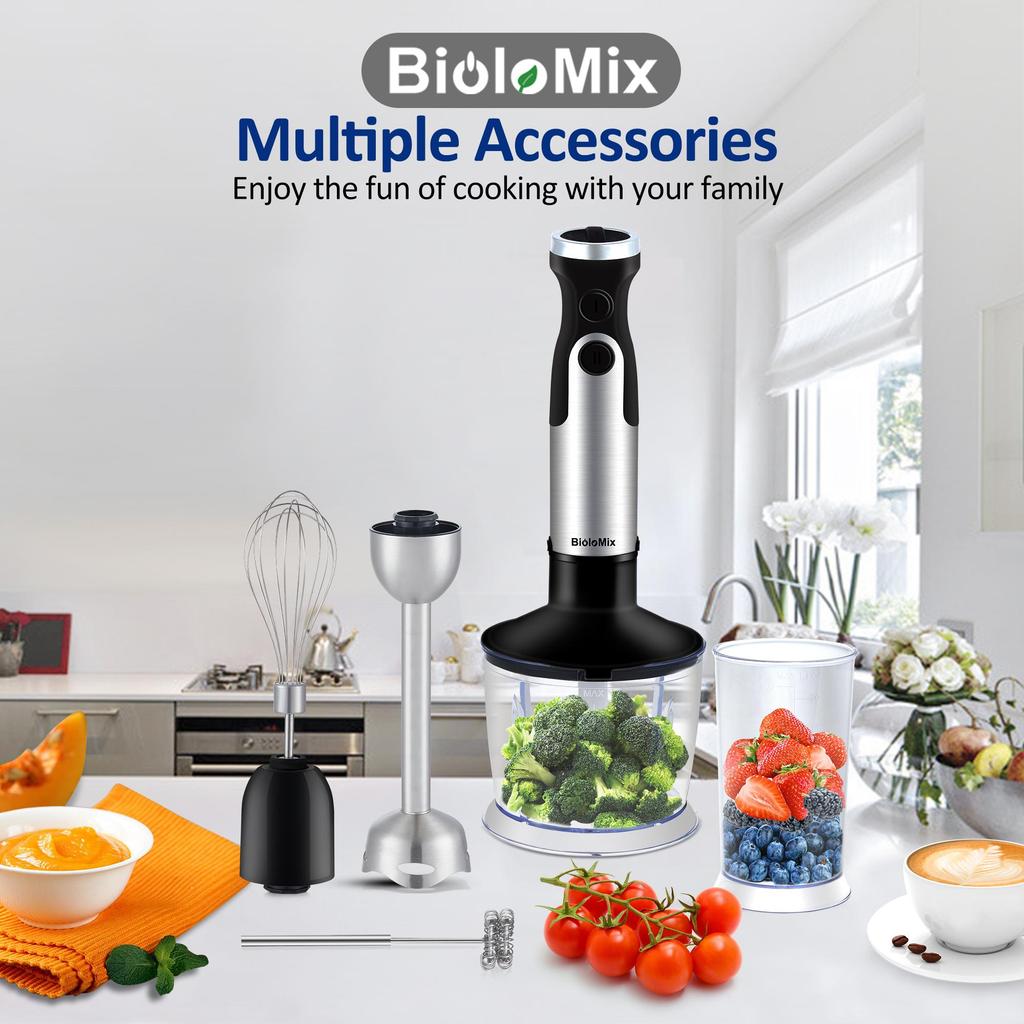 BioloMix HB‑3302 5‑in‑1 Hand Blender 1200W 6‑Speed Turbo Immersion Stick Blender
