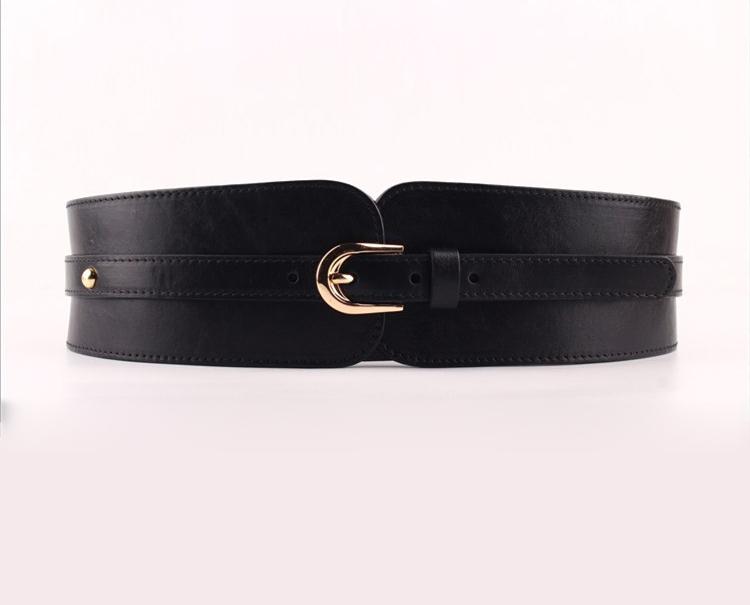 Waistband Female Vintage Genuine Leather Belt Buckles 100% Cowskin Wide Belt For Women High Quality Ceinture Femme Elastic Red