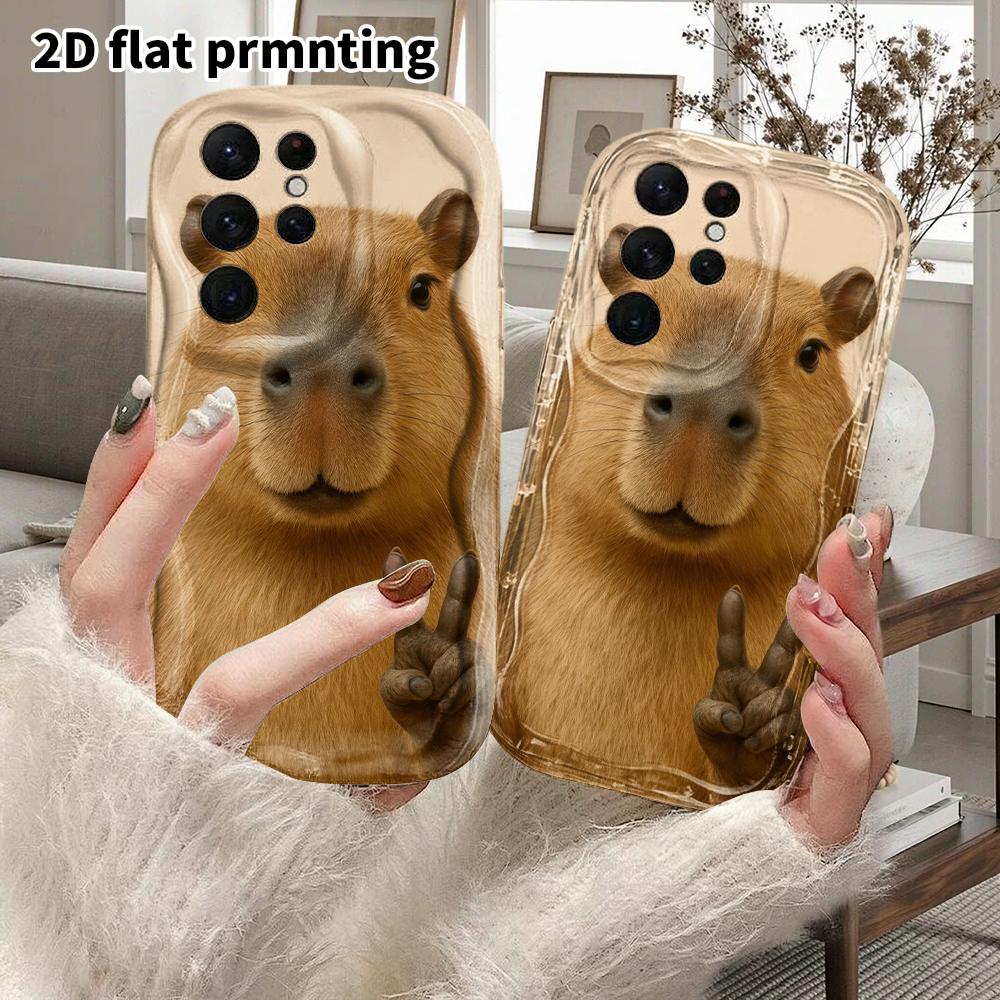 Phone Case: 2D Flat Samsung Galaxy A34 A35 M05 M06 S20 S22 S21 FE Plus 5G Protective Case, Couples Style, Strawberry Capybara, Christmas and Halloween