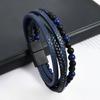 Beads Leather Bracelet Men Classic Tiger Eye Beaded Multi Layer Leather Bracelet For Men Jewelry Gift