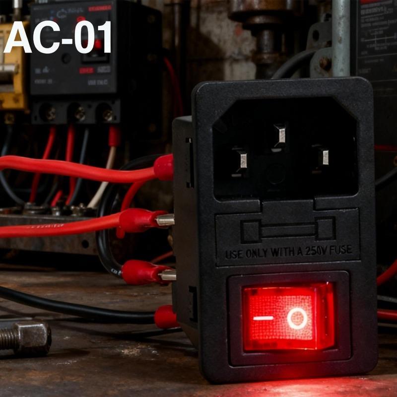 Red Rocker Switch Fuse IEC320 C14 Inlet Power Socket Fuse Switch Connector Plug Connector with 10A Fuse Switch 1/2PCS