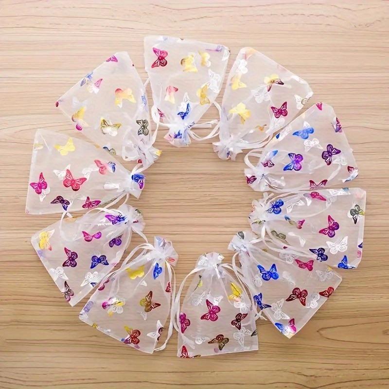 50 Stück Elegante Schmetterlings-Netz-Kordelzugbeutel - Perfekt für Schmuck, Süßigkeiten und Geschenkverpackungen - Doppeltes Verschlussdesign für sichere Aufbewahrung