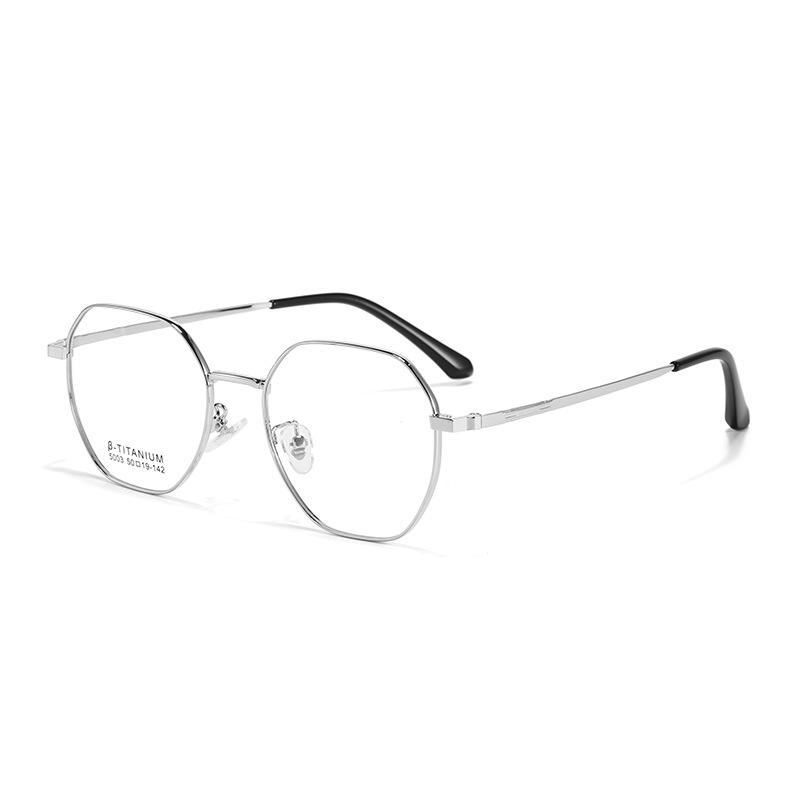 Danyang Ultra-Light Retro Square Metal Myopia Glasses Frame for Large Faces - Fashionable Polygonal Design, Slimming & Prescription-Ready