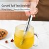 Stainless Steel Curved Tail Tea Strainer Household Tea Stick, Tea Filter, Pipe Tea Infusion, Tea Filter, Tea Set Accessories