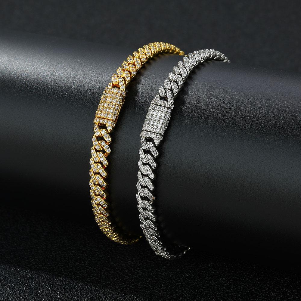 6mm Zircon Cuban Link Necklace & Bracelet: European/American Hip Hop Jewelry