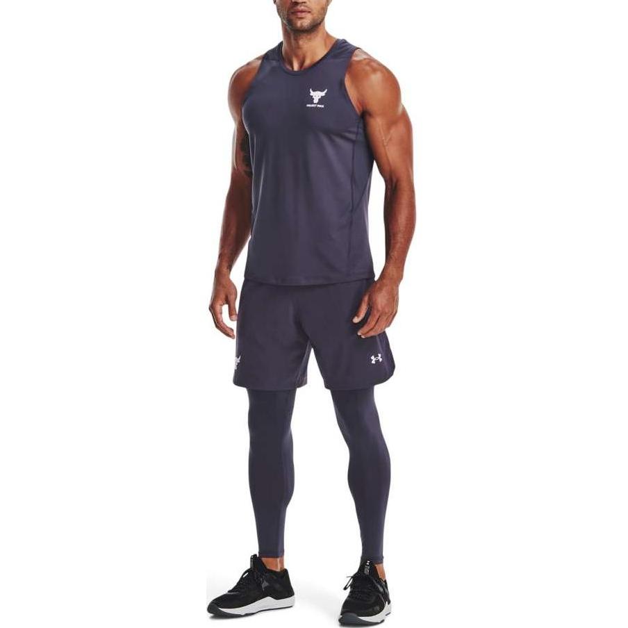 Under Armour Project Rock Turfgear Armorprint Logo Print Mid-Rise Slim Fit Sports Pants Men Pants Navy-Blue 1378581-558