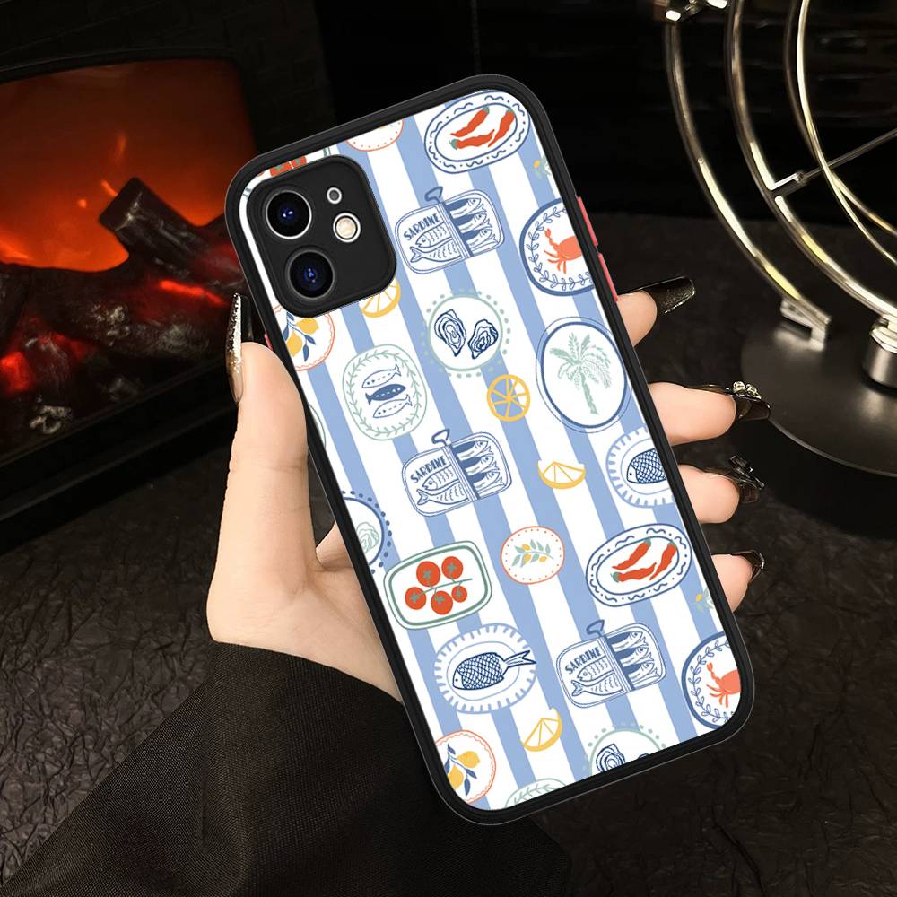 Sardines Matte Transparent Phone Cover For IPhone Case 16 15 14 13 12 11 Pro Max X XS Max Plus