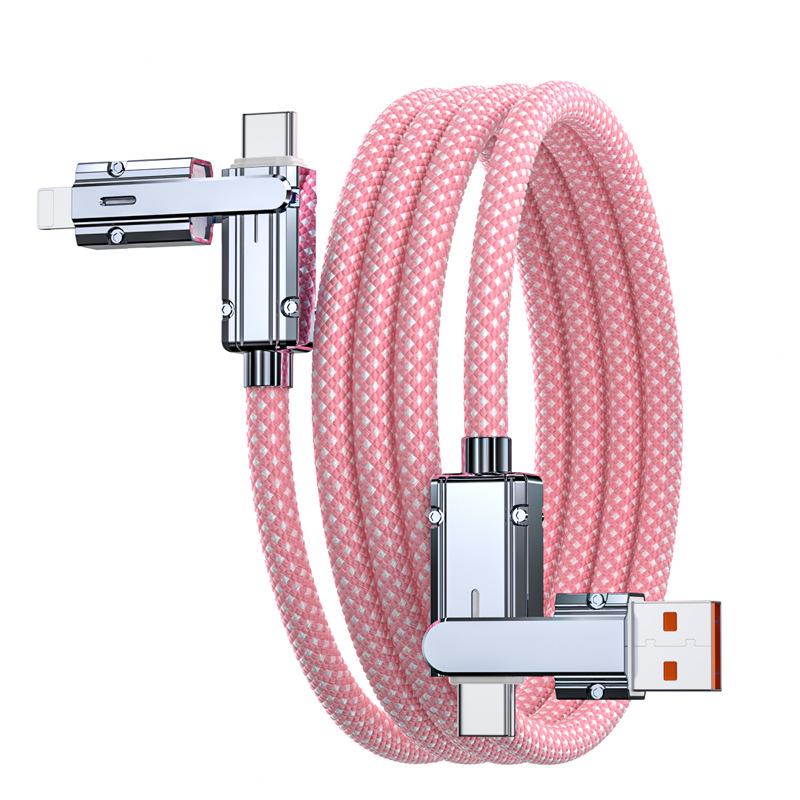100W Super Fast Charging Braided Cable: Multifunctional 2-in-2 for Computers, Data, and Mobile Phones