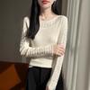 Women S Long Sleeve Knit Sweater One Neck Crochet Hollow Basic Top