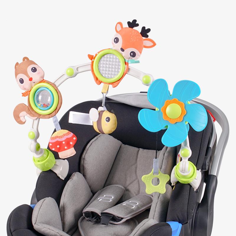 Babystroller-Bogen Spielzeug Musikalisches Rasselspielzeug mit Beißring für Kinderbett Kinderwagen Autositz Sensorisches Entwicklungsspielzeug für Babys 0 6 12 Monate