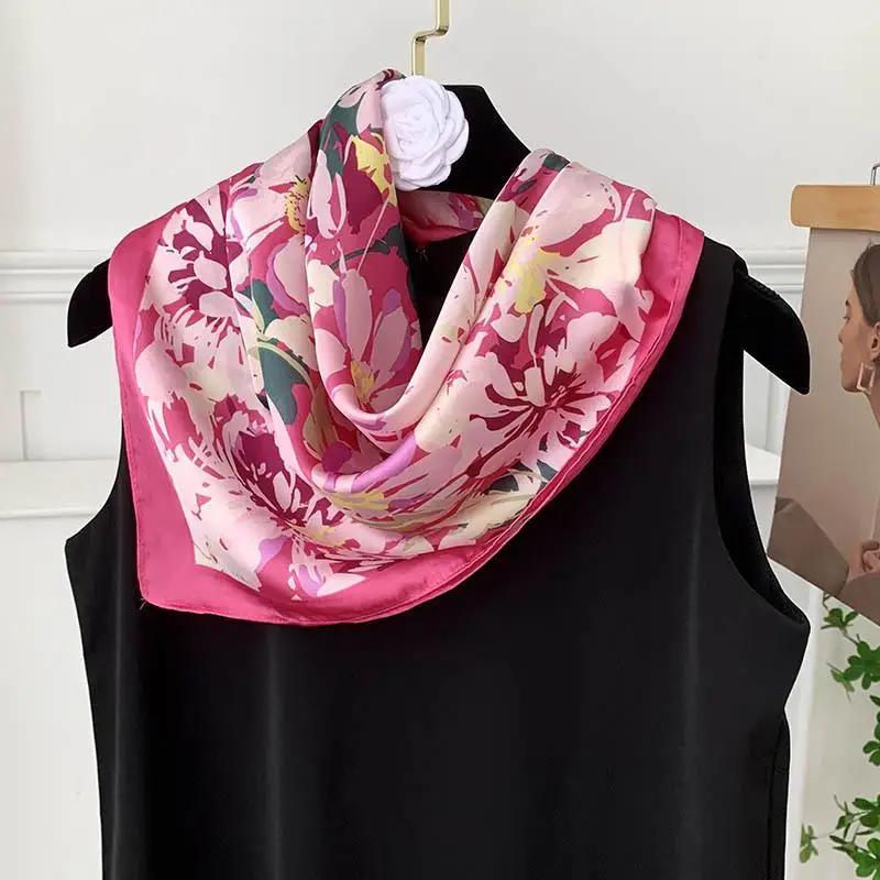 Retro 70*70 Square Scarf Colorful Silk Scarf Women Neck Scarf All-match Shawl Fashion Trendy Headscarf Women's Accessories Gifts