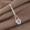 Pendentif en Argent Sterling 925 Pierre Opale Laitée 1,79" Bijoux de Créateur Faits à la Main Pour Cadeau d'Anniversaire PP-69-15