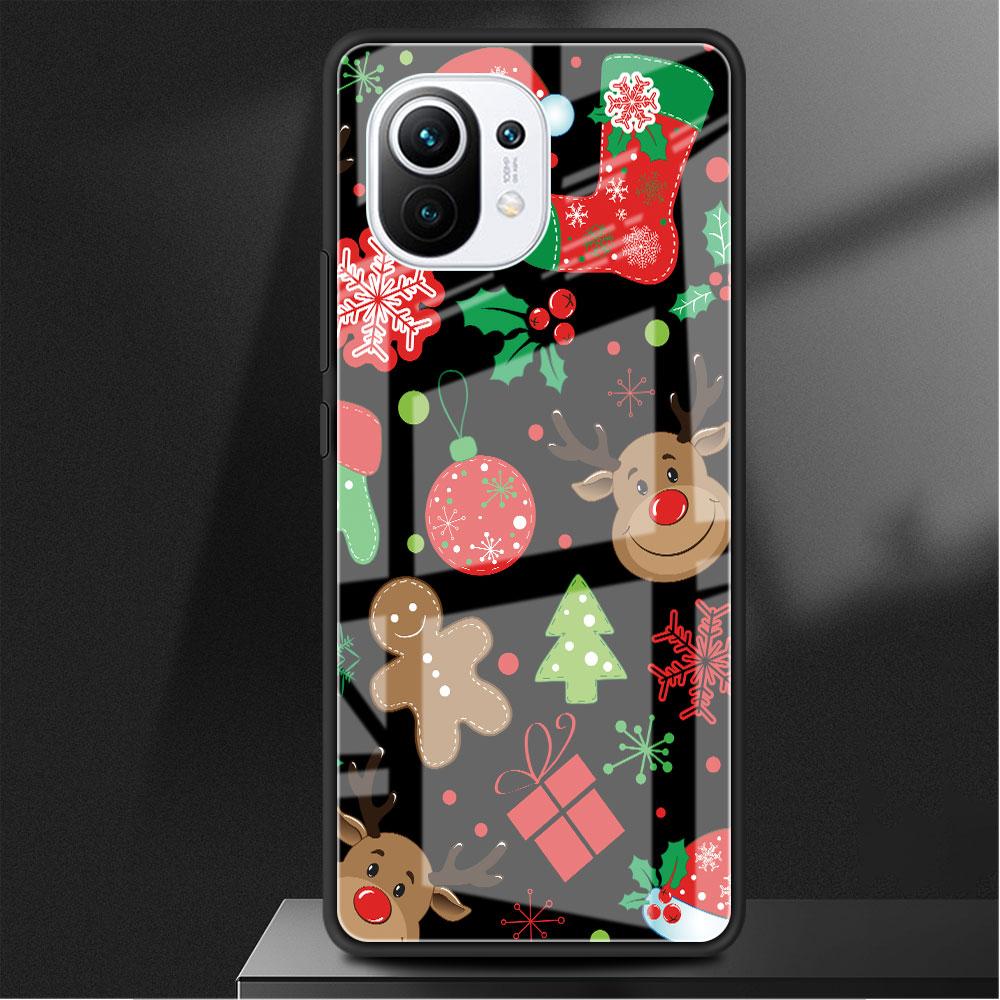 

Стеклянный чехол для Xiaomi Poco X3 NFC 11 Lite 11T F3 M3 для Redmi Note 11 10 9 8 Pro 10S 9S 9A 9C, чехол для телефона, милый рождественский снеговик Redmi Note 9S