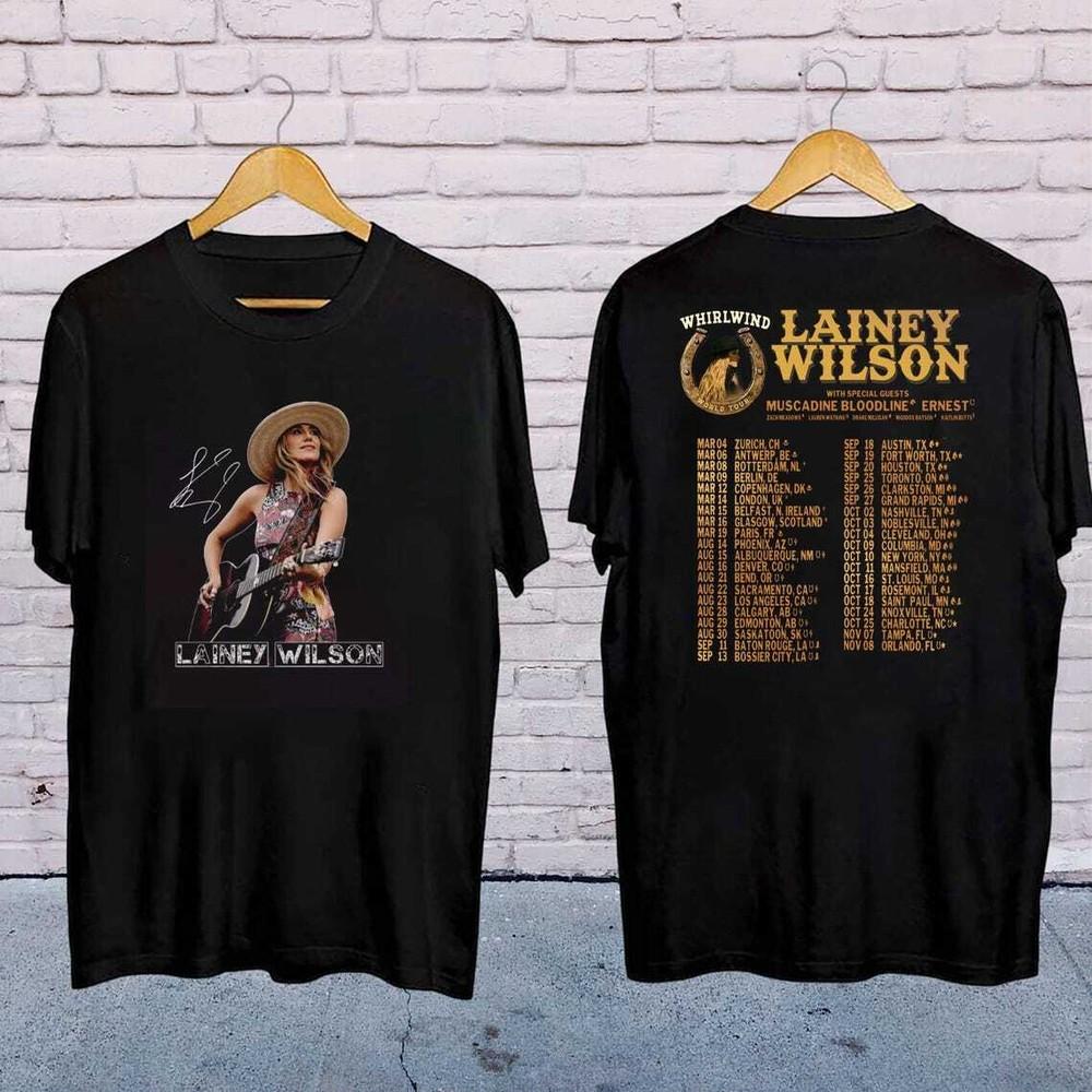 2025 Lainey Wilson Whirlwind World Tour Shirt, Lainey Wilson Country Music Merch Unisex T-Shirt L