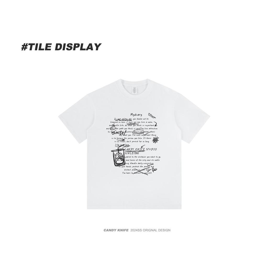 American Graffiti Apricot T-Shirt - Unisex Loose Fit Half Sleeve Pure Cotton