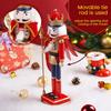 38CM Wooden King Nutcracker Soldier Pure Handcrafted Christmas Statue Home Office Table Decorations Celebrations Decor Display