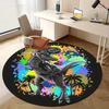 1pc Home Office Outdoor Round Carpet Gift Dinosaur Colorful Splash Art Design Rug Mat Non-Slip Area Rug for Living RoomRC2725