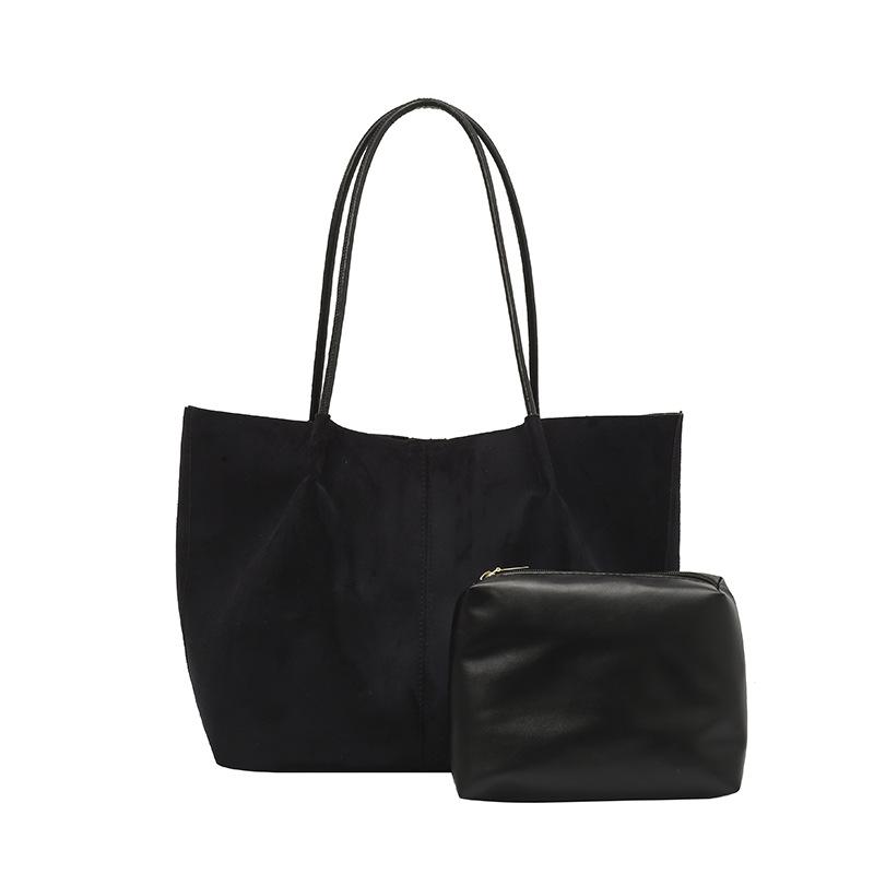 

Vintage Large Capacity Shoulder Bag Women Fashi Casual Simple Tote Handle Bag Comfortable and Versatile Texture Storage Bags чёрный